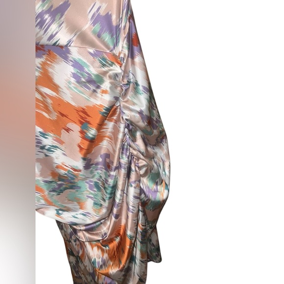 Cider Illusion Floral Ruched Cowl Neck Midi Dress – Size Medium - Picture 3 of 6